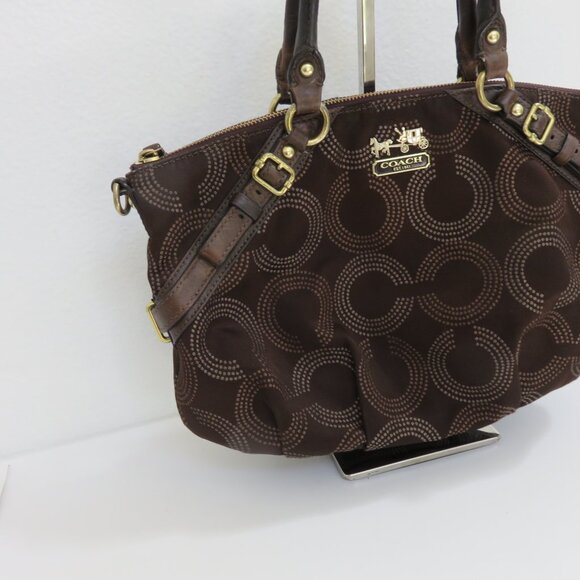Brown Coach Madison Dotted Op Art Sophia Satchel - Picture 2 of 8